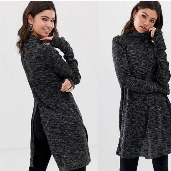 Free People Sweaters - Free People Stone Cold Split Back Turtleneck Gray